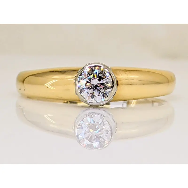 14K .36 CARAT TOTAL WEIGHT I1 J DIAMOND ROUND (11) BEZEL ESTATE RING 3.3 GRAMS
