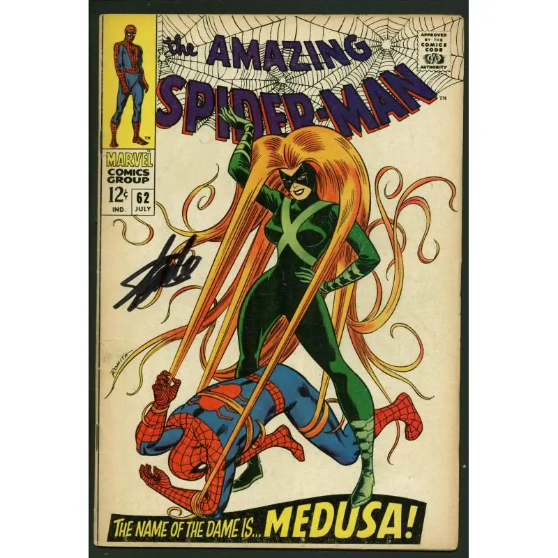 Stan Lee Signed Amazing Spider-Man #62 Comic Book MedUSA PSA/DNA #W18805