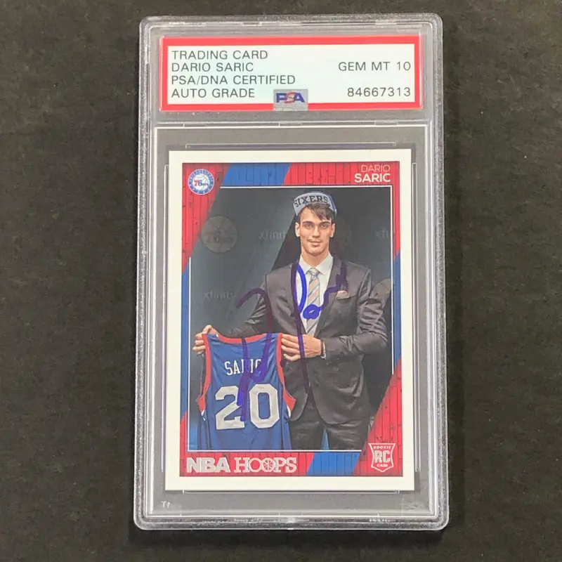 2016-17 NBA Hoops #299 Dario Saric Signed Card AUTO PSA Slabbed Philadelphia 76ers