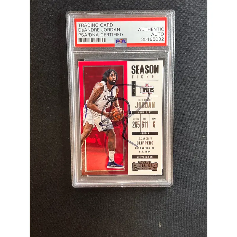 2017-18 Panini Contenders #100 DeAndre Jordan Signed Card AUTO PSA Slabbed