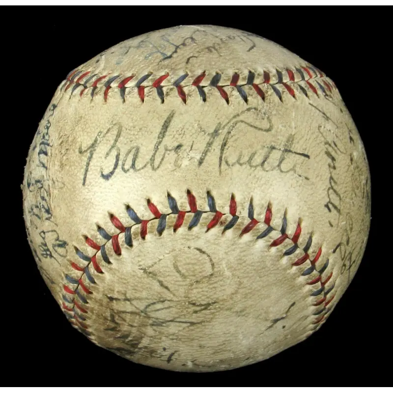 Babe Ruth & Lou Gehrig 1932 Yankees World Series Champs Team Signed Baseball JSA