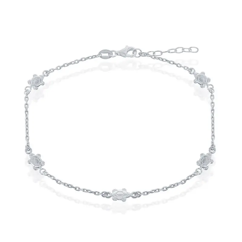 Sterling Silver Turtles Anklet