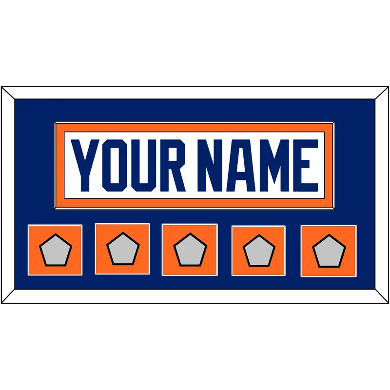 Edmonton Nameplate & 5 Stanley Cup Champions Patches - Home White (1981-1994) - Single Mat 2