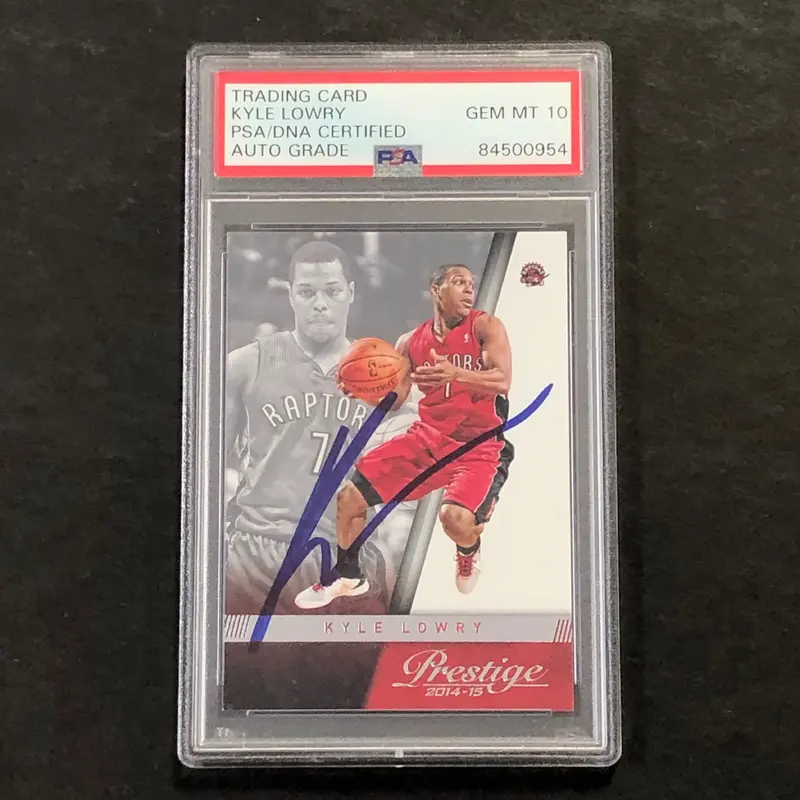 2014-15 Panini Prestige #7 Kyle Lowry Signed Card AUTO 10 PSA Slabbed Raptors