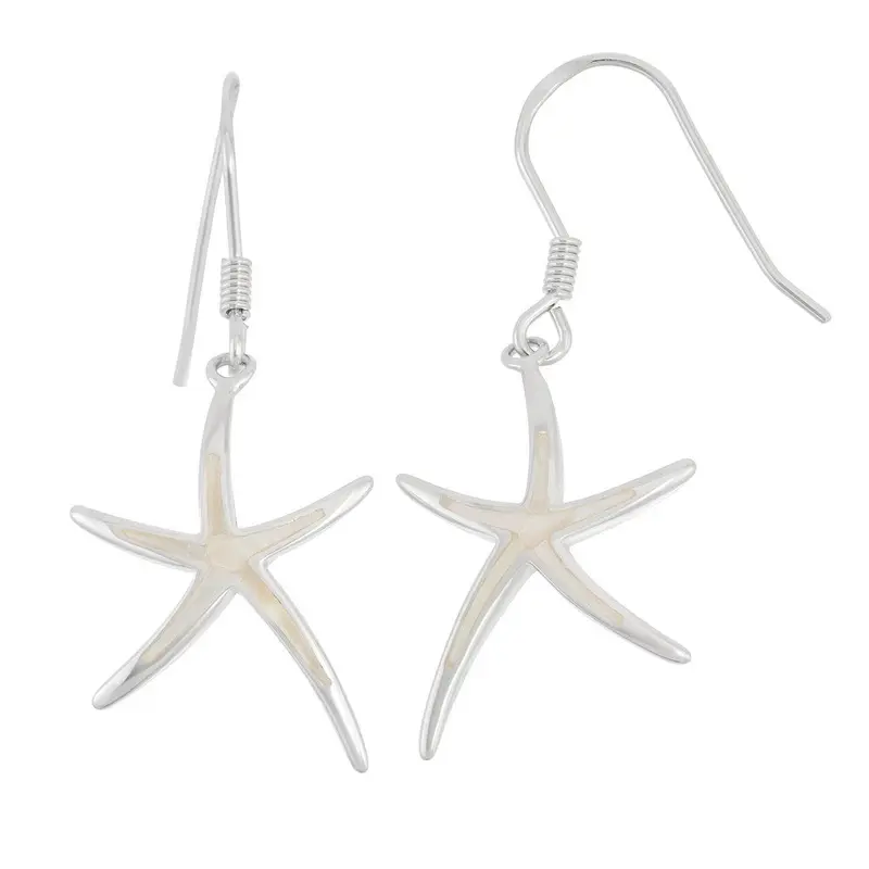 Sterling Silver White MOP Starfish Earrings