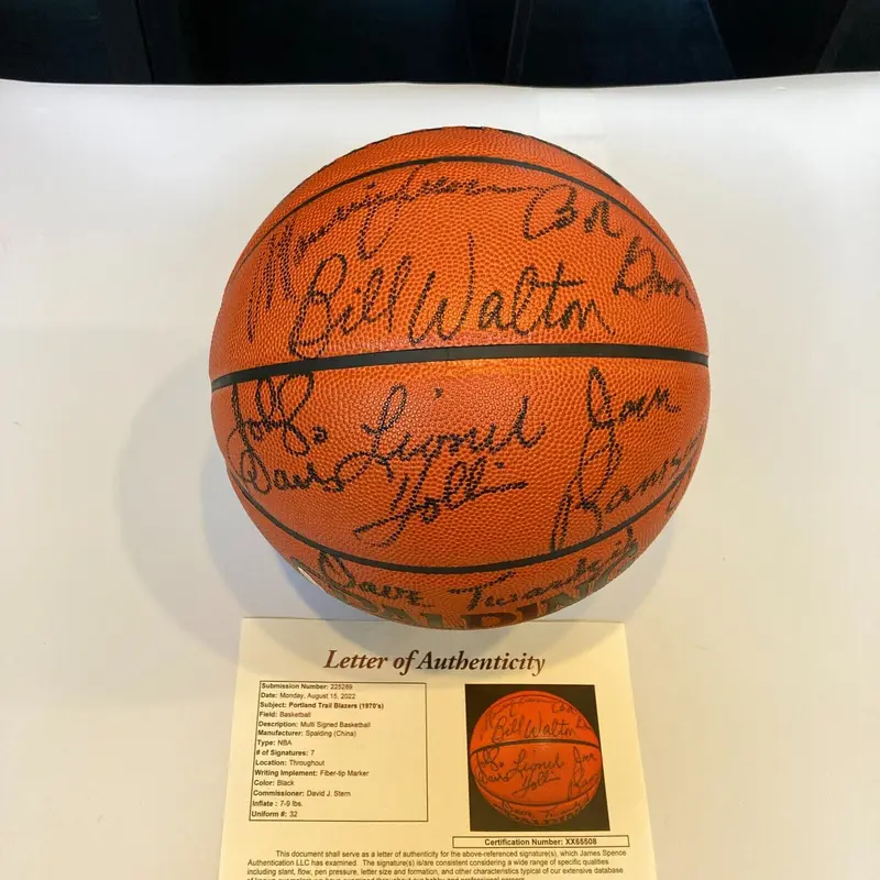 1976-77 Portland Trail Blazers NBA Champs Team Signed Basketball UDA JSA COA