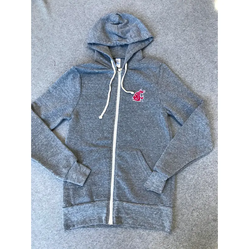 Gray Full Zip Up with Crimson Coug Logo