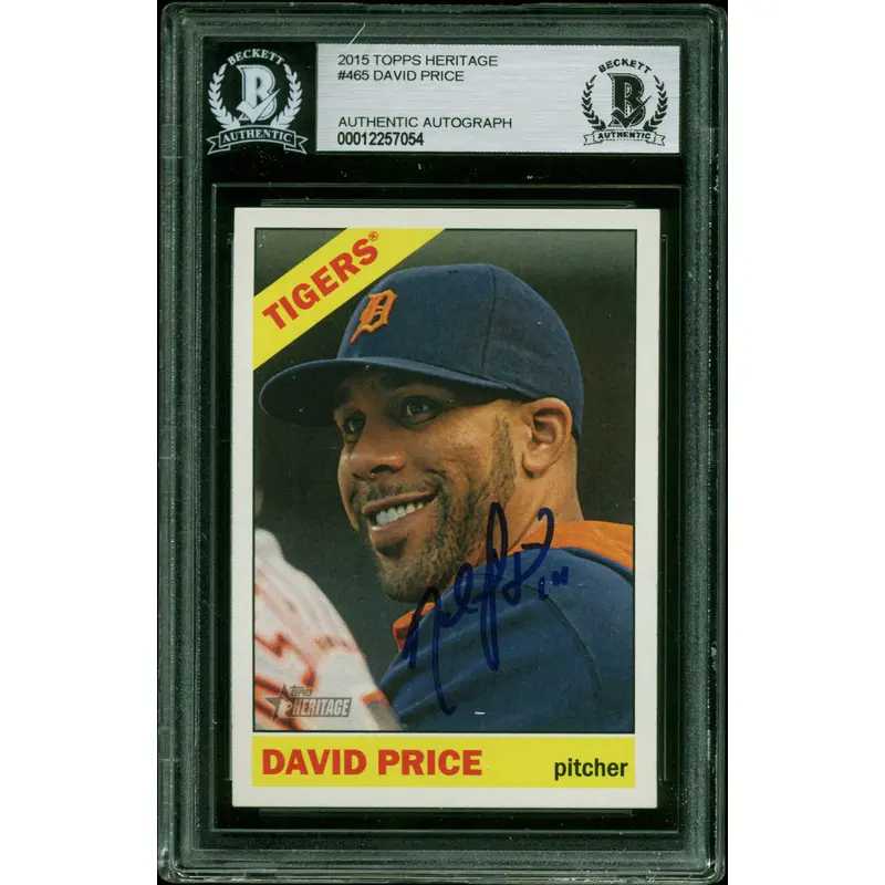 Tigers David Price Authentic Signed 2015 Topps Heritage #465 Card BAS Slabbed
