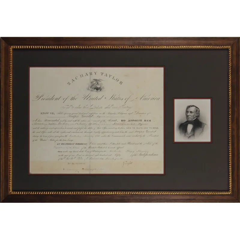 Zachary Taylor Authentic Signed 12.5x16 Framed Document Autographed BAS #A39872