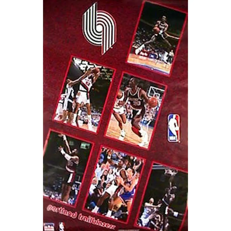 Portland Trailblazers "Six Stars" (1990) NBA Action Poster - Starline Inc.