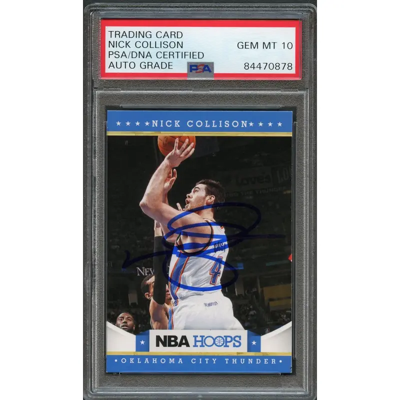 2012-13 NBA Hoops #139 Nick Collison Signed Card Auto 10 PSA/DNA Slabbed Thunder