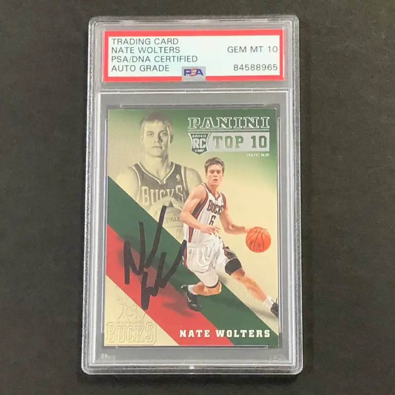 2013-14 Panini Top 10 #3 Nate Wolters Signed Card AUTO 10 PSA/DNA Slabbed RC Bucks