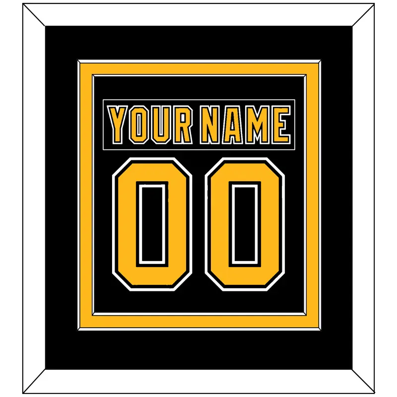 Boston Nameplate & Number (Back) Combined - Road Black (1995-2007) - Double Mat 2