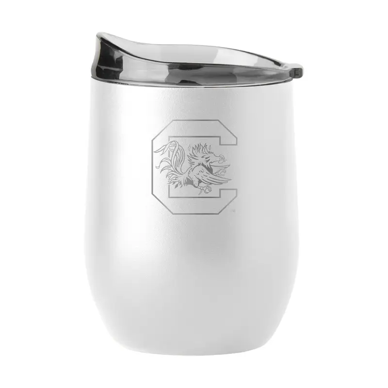 South Carolina GunMetal 16oz White Powder Coat Curved Beverage