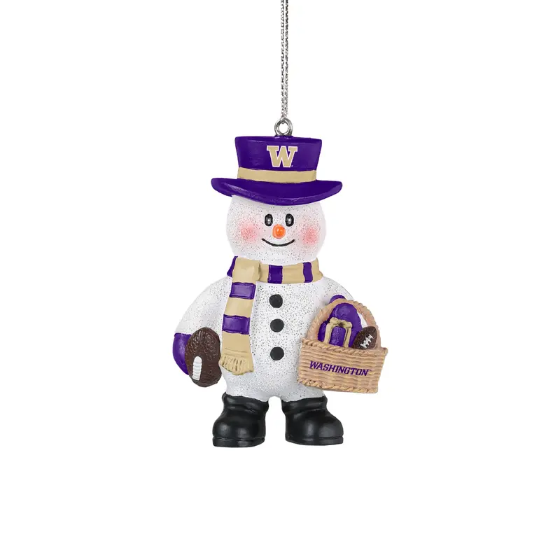 Foco University of Washington Snowman with Basket Ornament