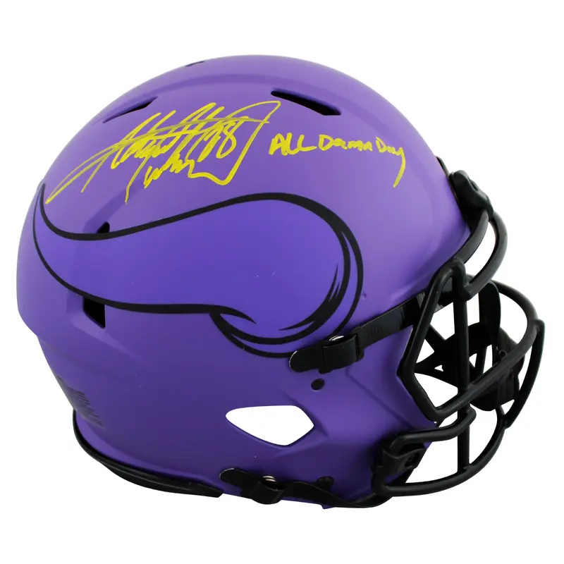 Vikings Adrian Peterson "All Damn Day" Signed Rave F/S Speed Proline Helmet BAS