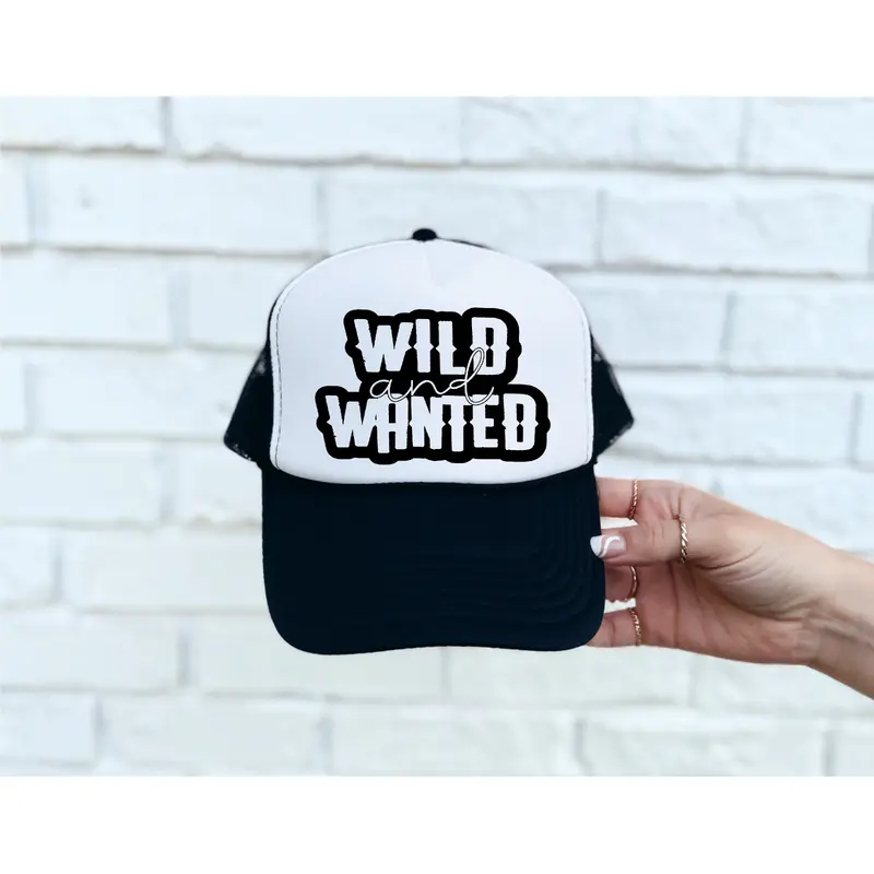 Wild and Wanted DTF Printed Black & White Trucker Hat