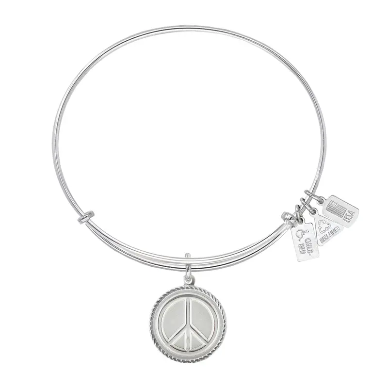 Peace Symbol Charm Bangle