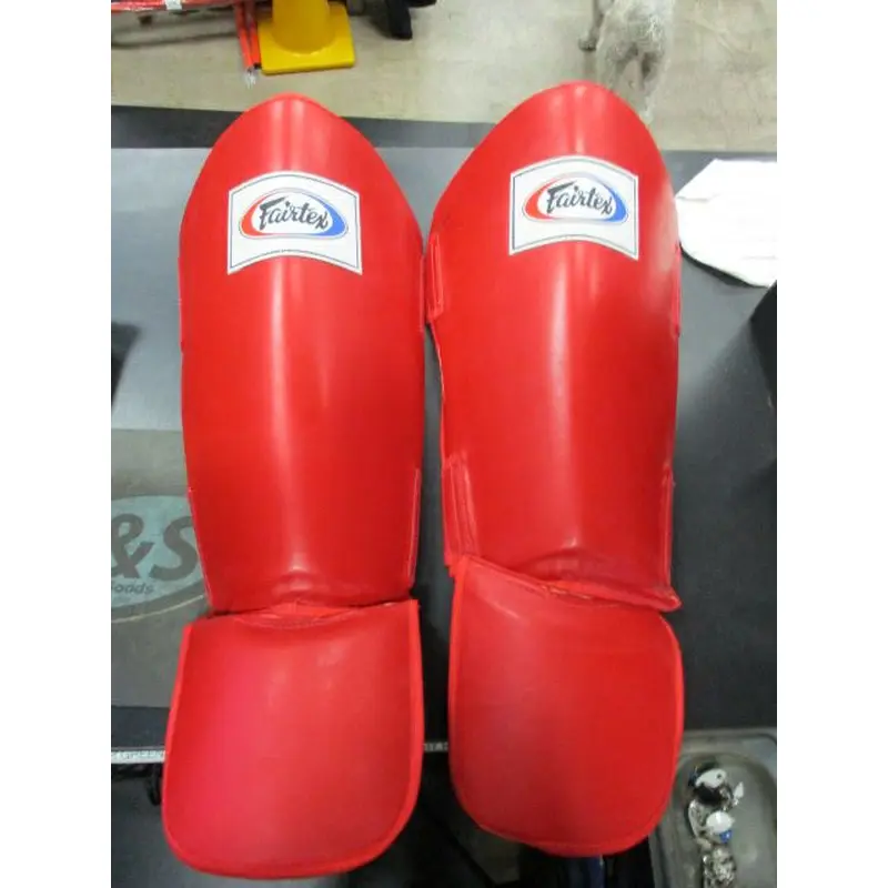 Used Fairtex Kickoxing Shin Guards - Size Large, Red