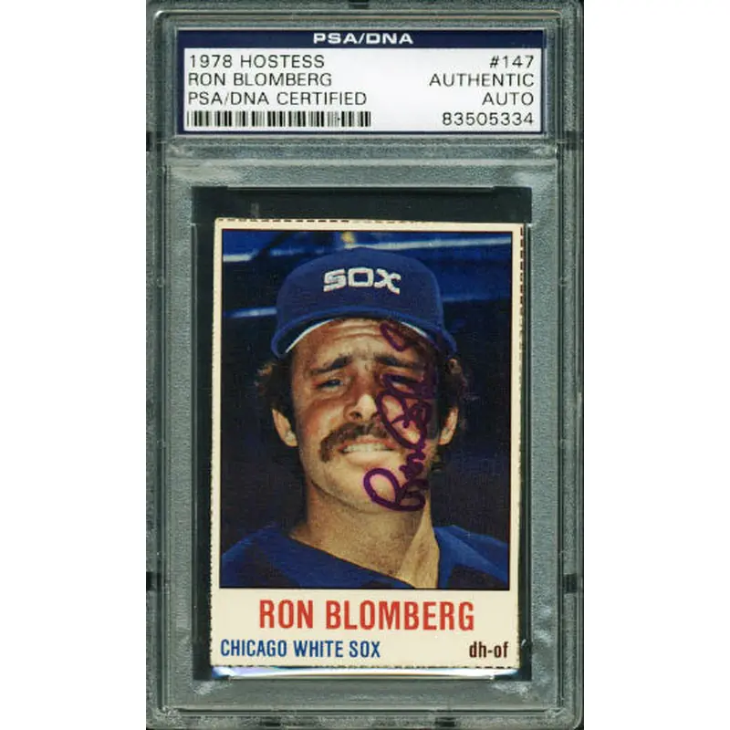 White Sox Ron Blomberg Authentic Signed Card 1978 Hostess #147 PSA/DNA Slabbed