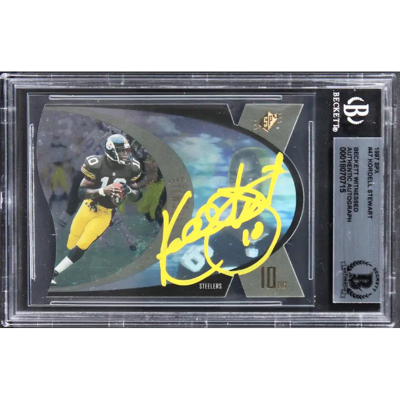 Steelers Kordell Stewart Authentic Signed 1997 SPX #47 Card BAS Slabbed