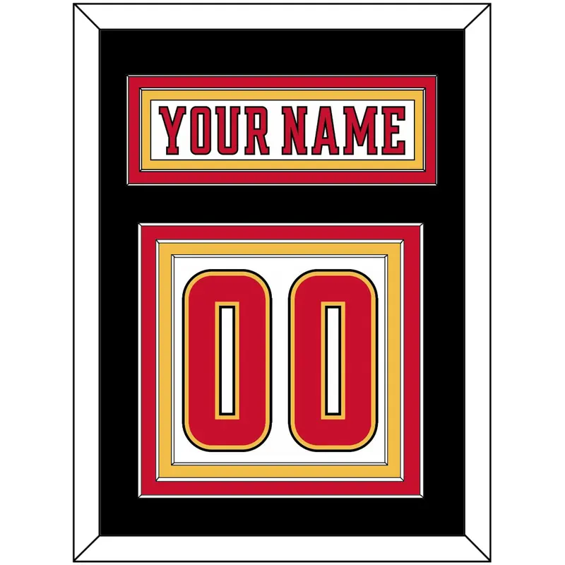 Calgary Nameplate & Number (Back) - Road White (2017-2020) - Triple Mat 3