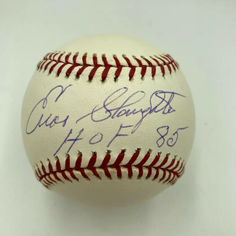 Enos Slaughter HOF 85 Signed Autographed Official Major League Baseball JSA COA