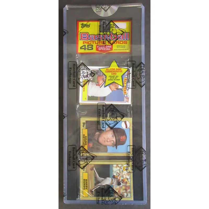 1987 Topps Baseball Unopened Rack Pack (Bonds RC Top) (BBCE) (26160)