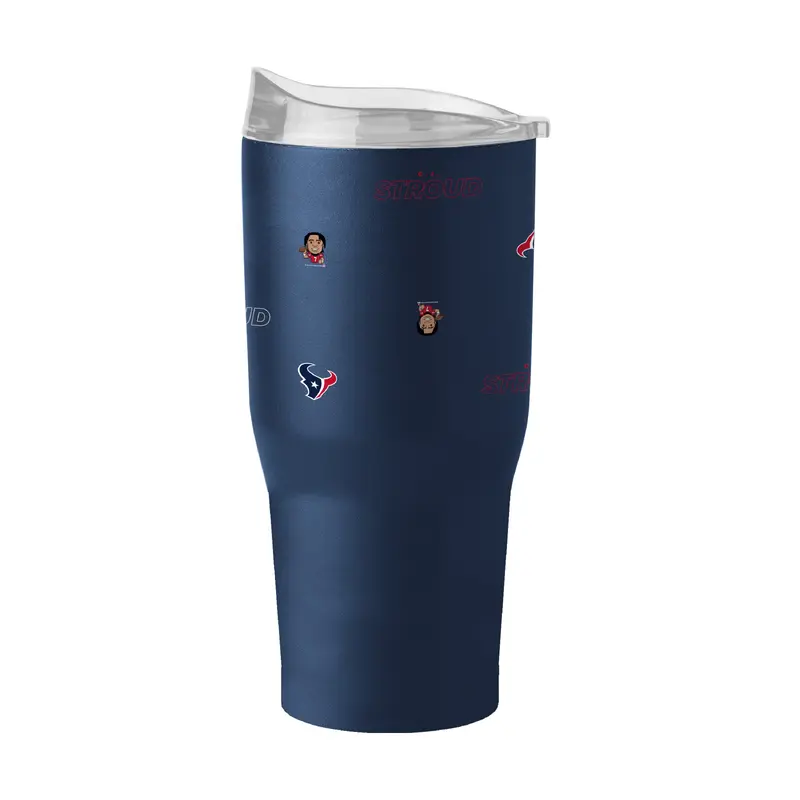 Houston Texans CJ Stroud Caricature Step And Repeat 30oz Powder Coat Tumbler