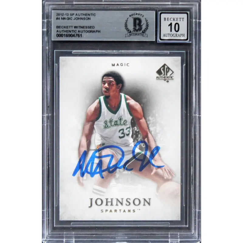 Lakers Magic Johnson Signed 2012 SP Authentic #4 Card Auto Grade 10! BAS Slabbed