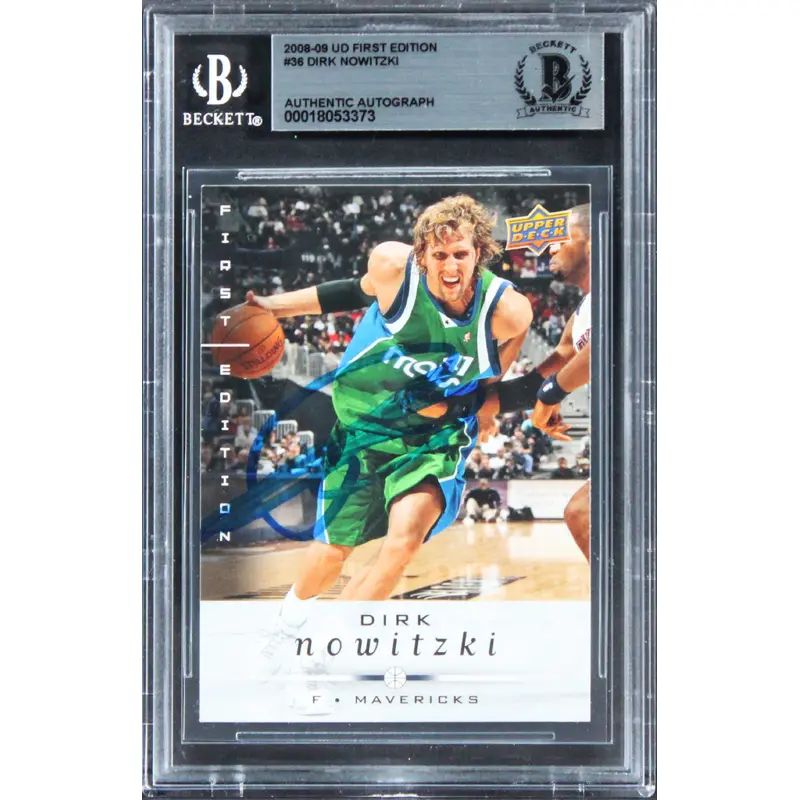 Mavericks Dirk Nowitzki Signed 2008 UD First Edition #36 Card BAS Slabbed