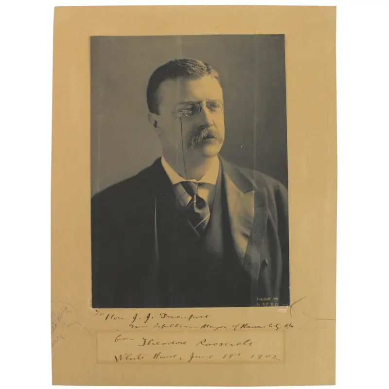 Theodore Roosevelt Authentic Signed 1902 7.75x11 Mounted Photo BAS #A57057