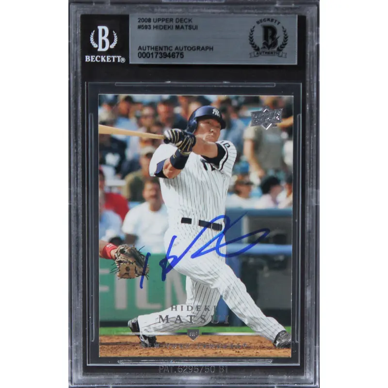 Yankees Hideki Matsui Authentic Signed 2008 Upper Deck #593 Card BAS Slabbed