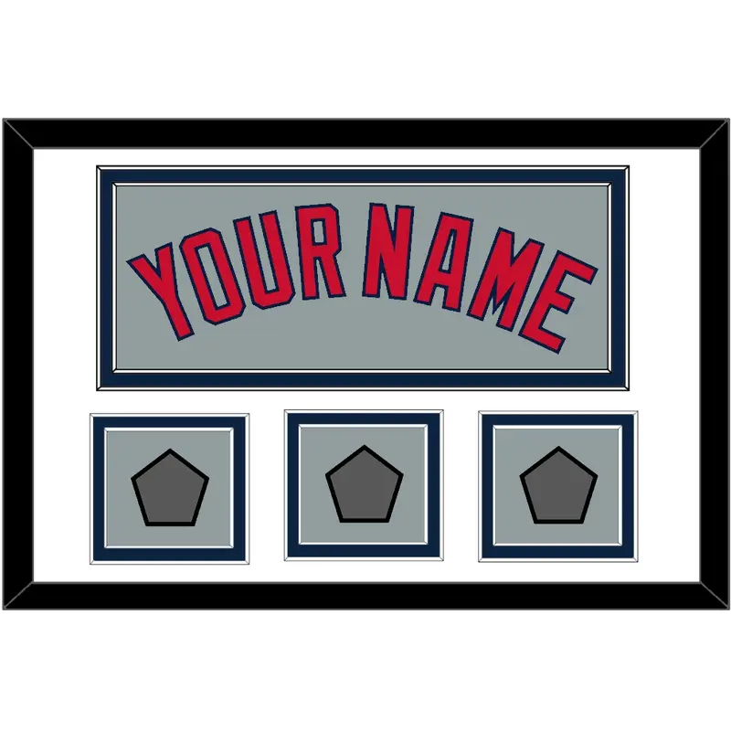 Boston Name & Three World Series Champions Patches - Road Gray - Double Mat 2