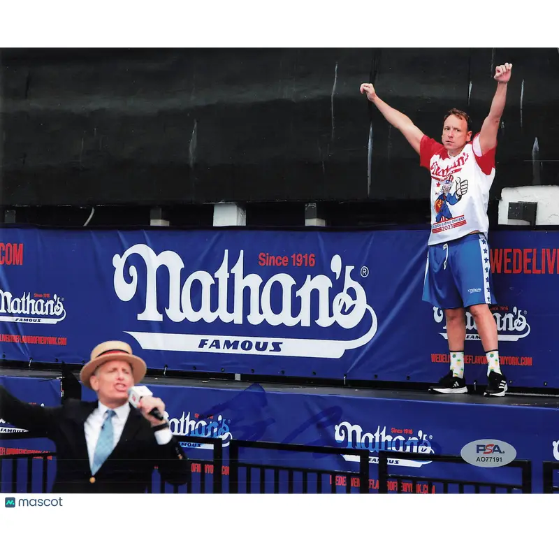 Joey "Jaws" Chestnut Signed 8x10 Photo PSA Hot Dog Champion