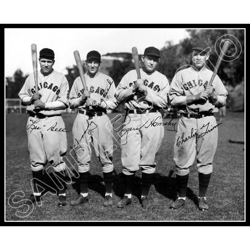1930 Chicago Cubs 8X10 Photo - Autographed Hornsby English Bell Grimm - 868