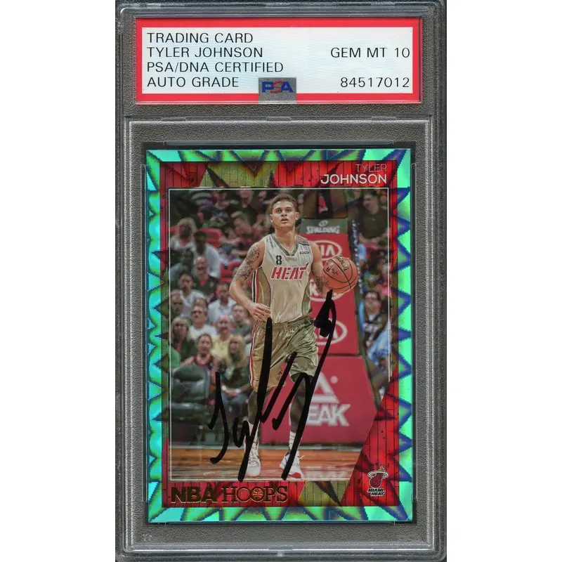 2016-17 NBA Hoops Green #188 Tyler Johnson Signed Card AUTO 10 PSA Slabbed Heat