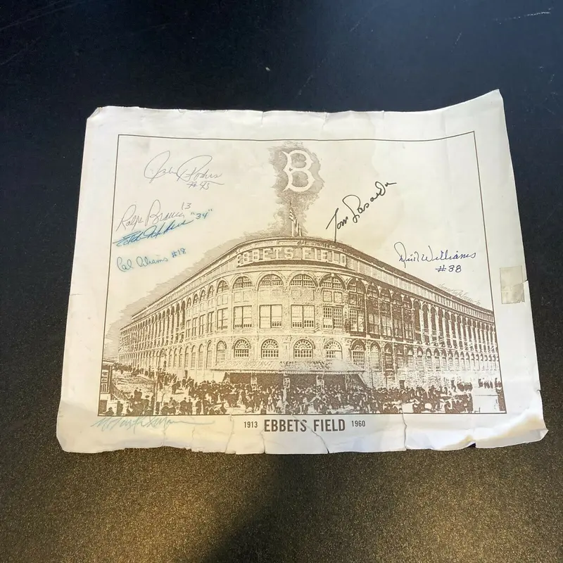 Tommy Lasorda Brooklyn Dodgers Greats Signed Ebbets Field Poster Photo