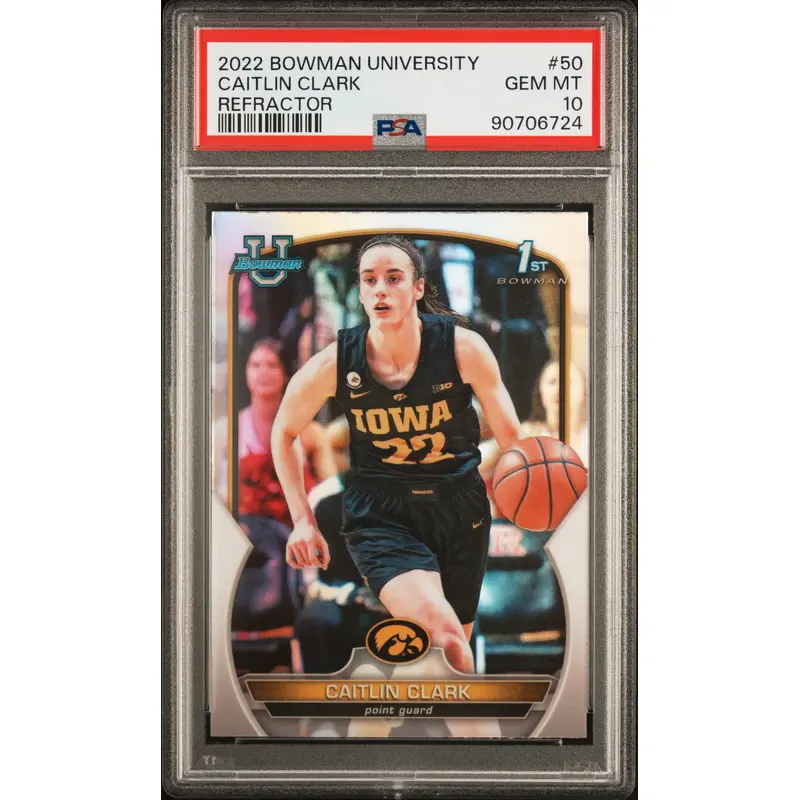 Caitlin Clark 2022 Bowman Chrome University Refractor #50 PSA 10 Gem Mint