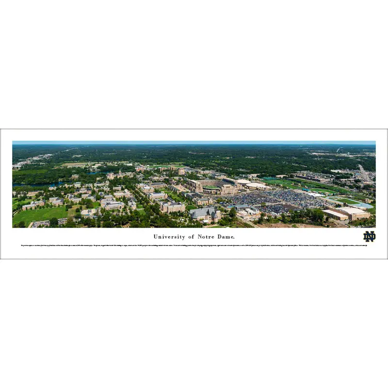 University of Notre Dame Aerial Campus View Panoramic Poster Print - Blakeway 2017