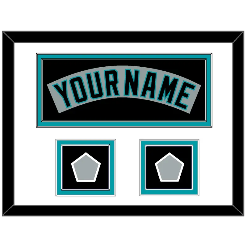 Florida Nameplate & 2 World Series Patches - Road Gray (1993-2001) - Double Mat 3