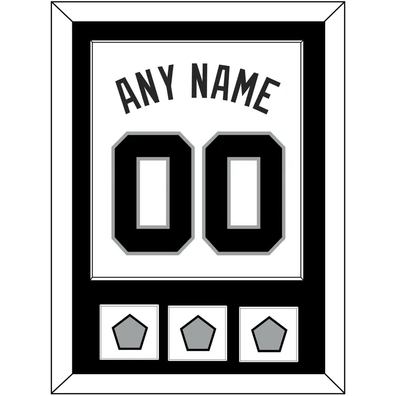San Antonio Name & Numbers With 3 Finals Patches - Home White (1989-2002) - Single Mat 1