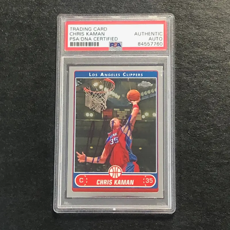 2006-07 Topps Chrome #35 Chris Kaman Signed Card AUTO PSA Slabbed Clippers