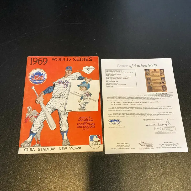 1969 New York Mets & Baltimore Orioles Team Signed World Series Program JSA COA