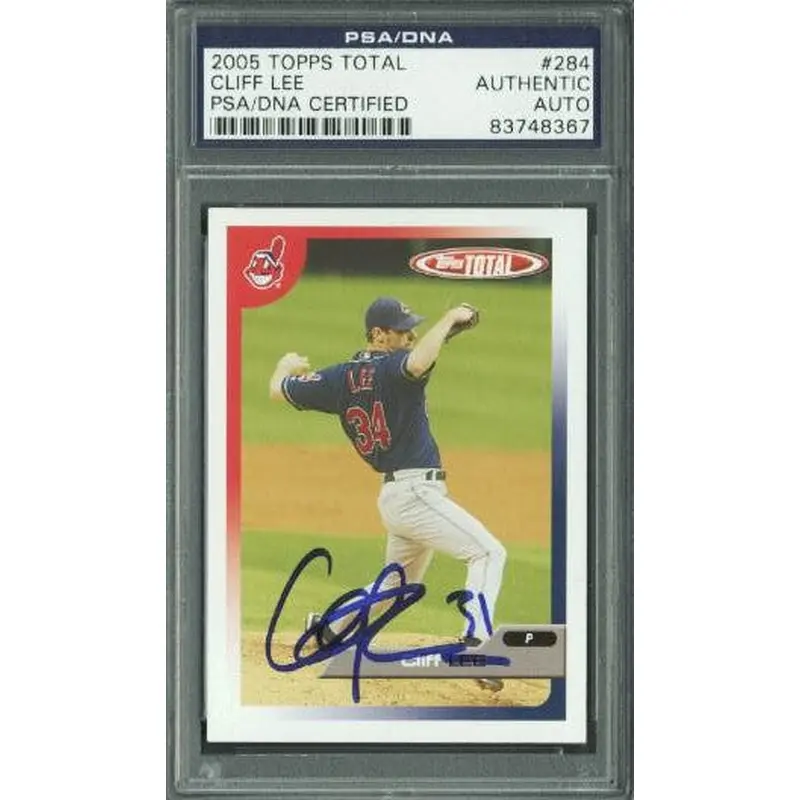 Indians Cliff Lee Signed Card 2005 Topps Total #284 PSA/DNA Slabbed #83748367