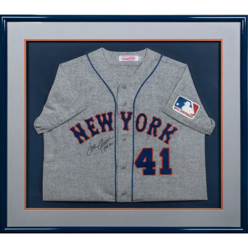 Tom Seaver HOF 1992 Signed 1969 New York Mets Mitchell & Ness Jersey Framed JSA