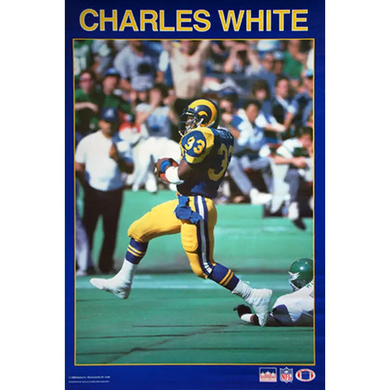 Charles White "Touchdown!" (1987) L.A. Rams NFL Action Poster - Starline Inc.