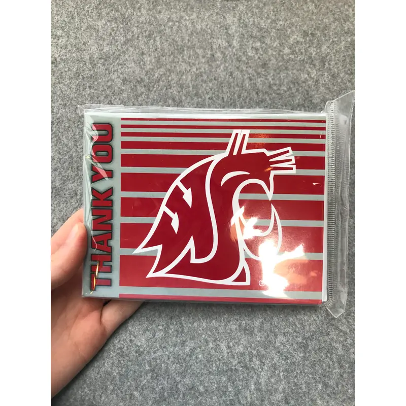 Crimson and Gray Striped Thank You Cards