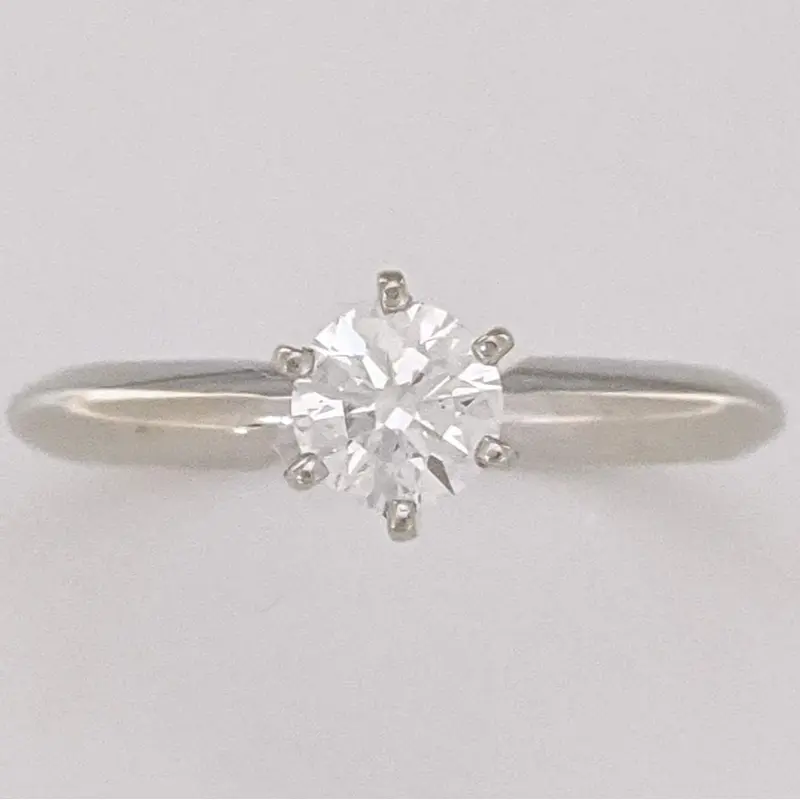 14K WHITE .39 CARAT TOTAL SI1 H DIAMOND ROUND 6 PRONG ESTATE SOLITAIRE RING 2.6 GRAMS