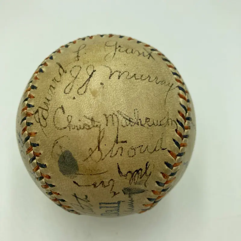 Christy Mathewson Babe Ruth Ty Cobb Ban Johnson Signed 1915 AL Baseball PSA DNA